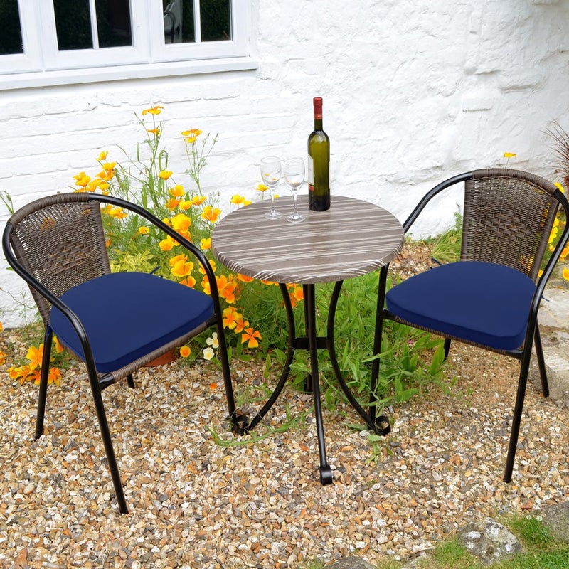 Summsun Outdoor Chair Cushions Set of 2: Waterproof & Fade Resistant Patio Furniture Cushions - 18.5 x 16 x 2 Inch Non Slip Round Corner Seat Cushion Pads with Removable Cover for Garden Yard Lawn, Navy Blue - Image 2